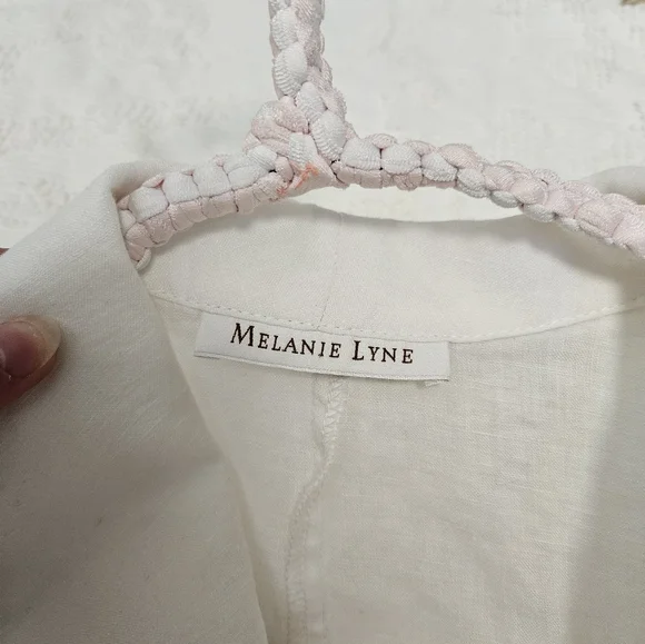 White Ruffled Linen Blouse - Picture 7 of 8